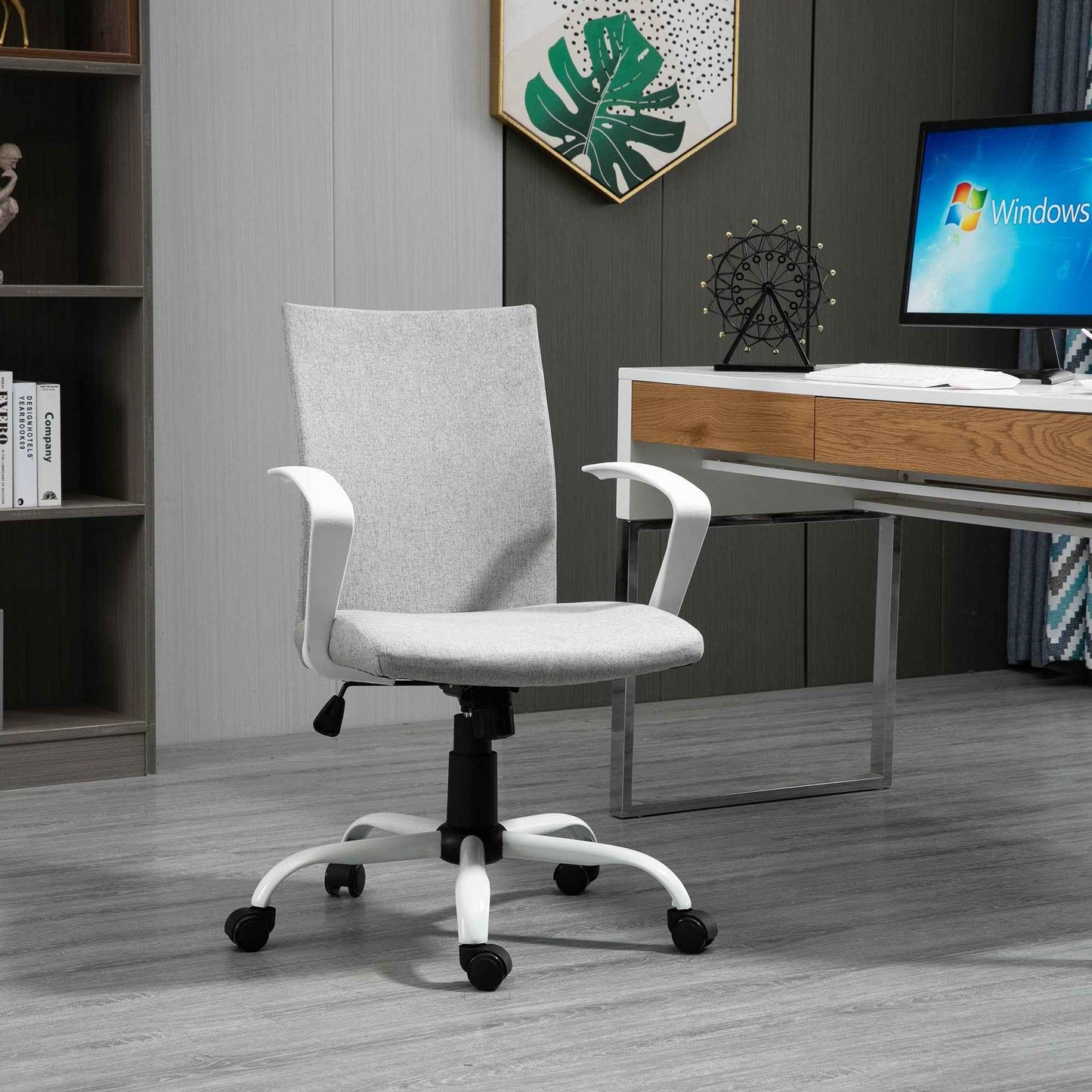 Vinsetto Office Chair Linen Swivel Computer Desk Office Chair Study