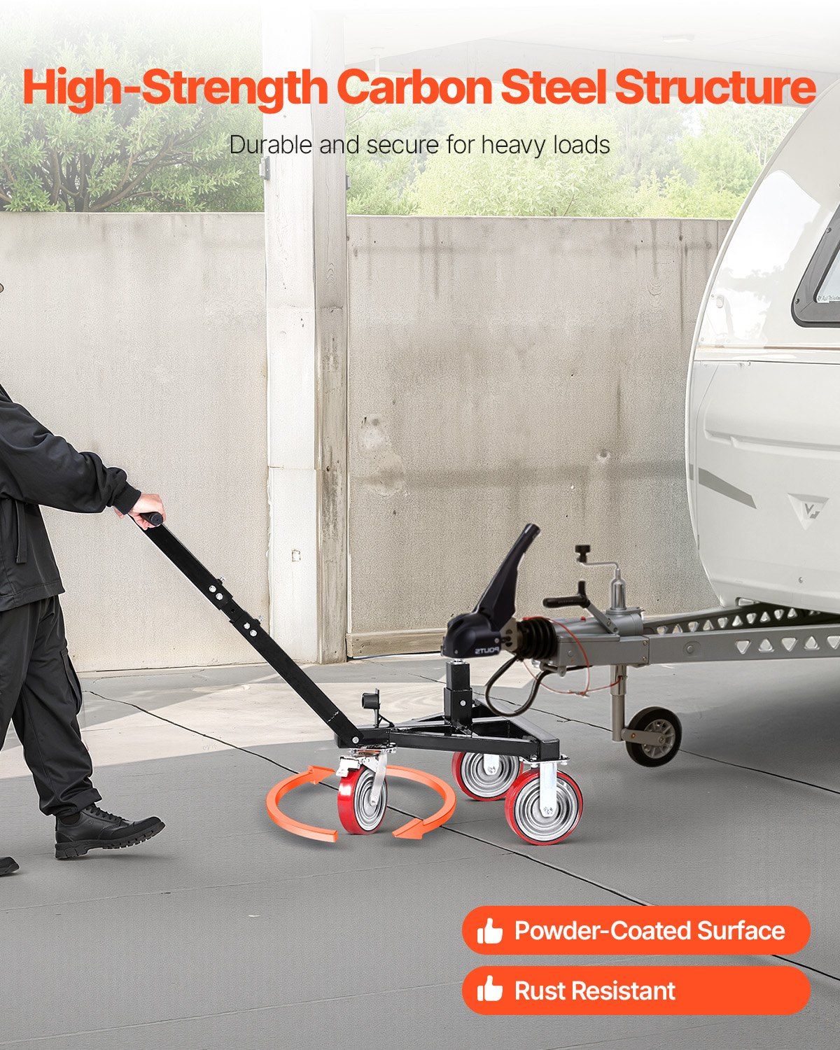 Trailer Dolly, 3500lbs Tongue Weight Capacity, 18 inch and 22 inch Height Adjustable Trailer Dolly, with 2 inch Hitch Ball, Adjustable Handle Length, 8-inch Swivel Wheels, for Moving RV Trailer - KNM Sundry