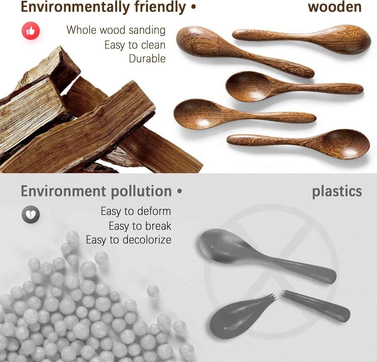 7 PCS Small Wooden Spoons, 5.8 Inch Honey Spoons for Tea, Padauk Wooden Honey Teaspoon for Coffee, Little Tiny Wood Spoons, Bamboo Table Spoon for stirring, Wooden Spoons for Utensils Set