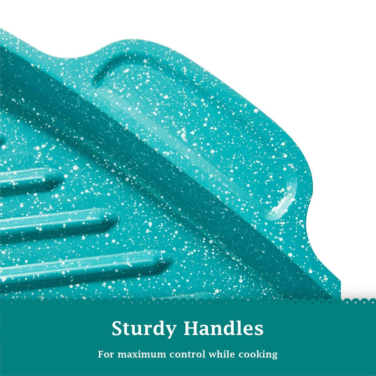 Prairie Signature 12" x 10" Cast Aluminum Cowboy Steak Pan, Teal Speckle