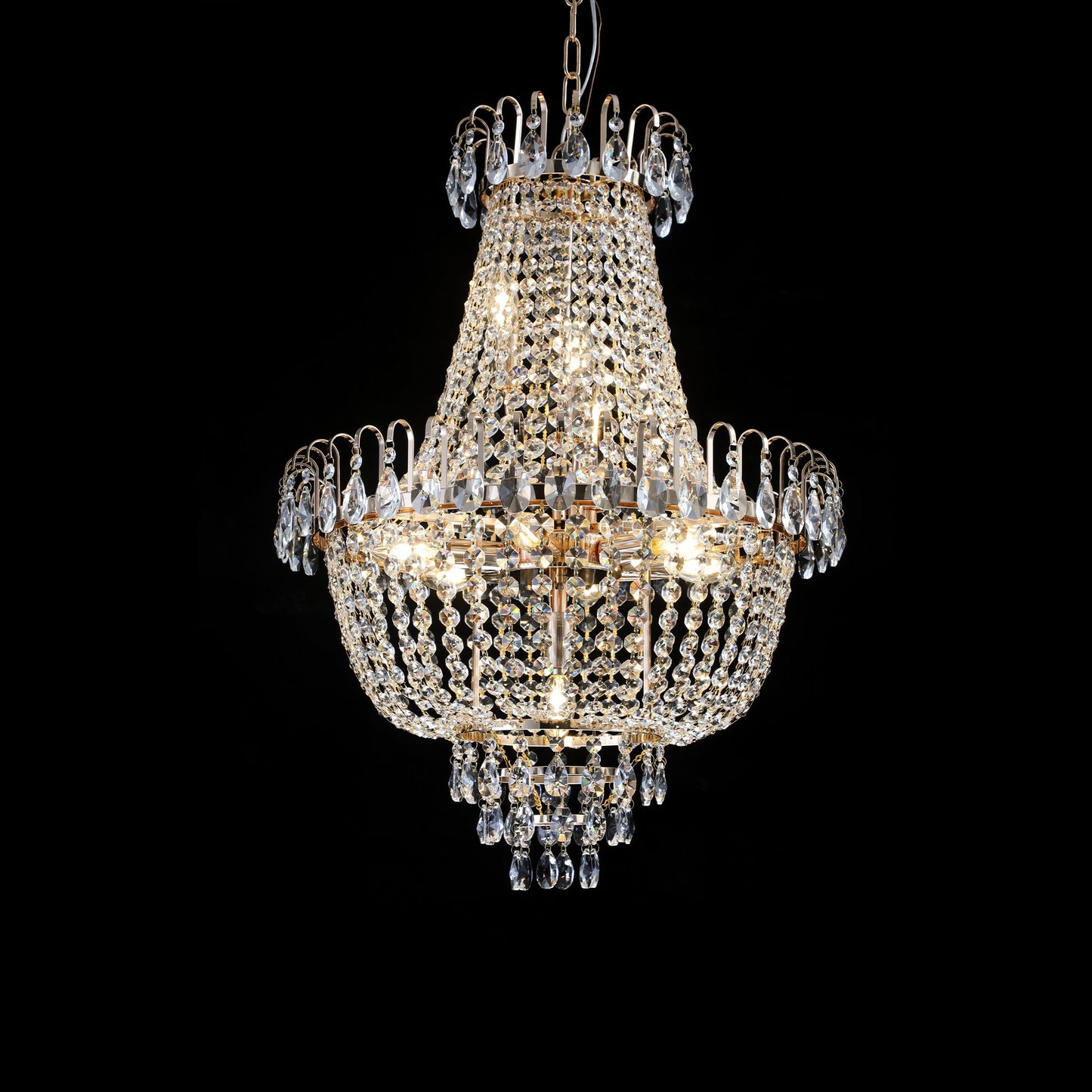 (Same as W1340P143189)Gold Crystal Chandeliers,Large Contemporary Luxury Ceiling Lighting for Living Room Dining Room Bedroom Hallway (Without Bulb) - KNM Sundry