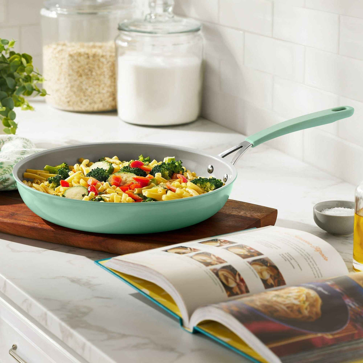 12-inch Ceramic Nonstick Aluminum Fry Pan, Green