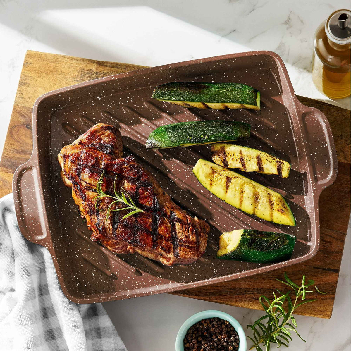 Brown Speckle Cowboy Cast Aluminum Grill Pan, 10" x 12"