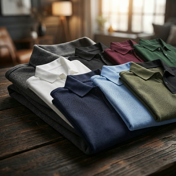 Polos, Dress shirts, T's
