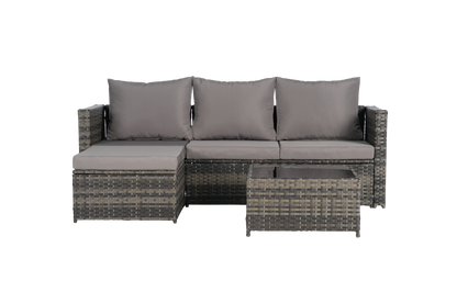 2 Piece Outdoor L-Shaped Wicker Patio Set – Sectional Sofa with