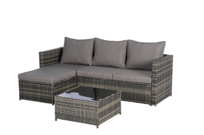 2 Piece Outdoor L-Shaped Wicker Patio Set – Sectional Sofa with