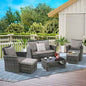 6 Piece Wicker Patio Furniture Set – Outdoor Rattan Sofa Set with
