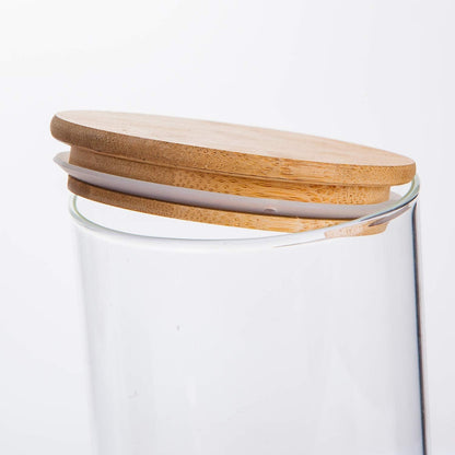 Glass Food Storage Containers, Food Jars with Bamboo Wooden Lids - Set - KNM Sundry