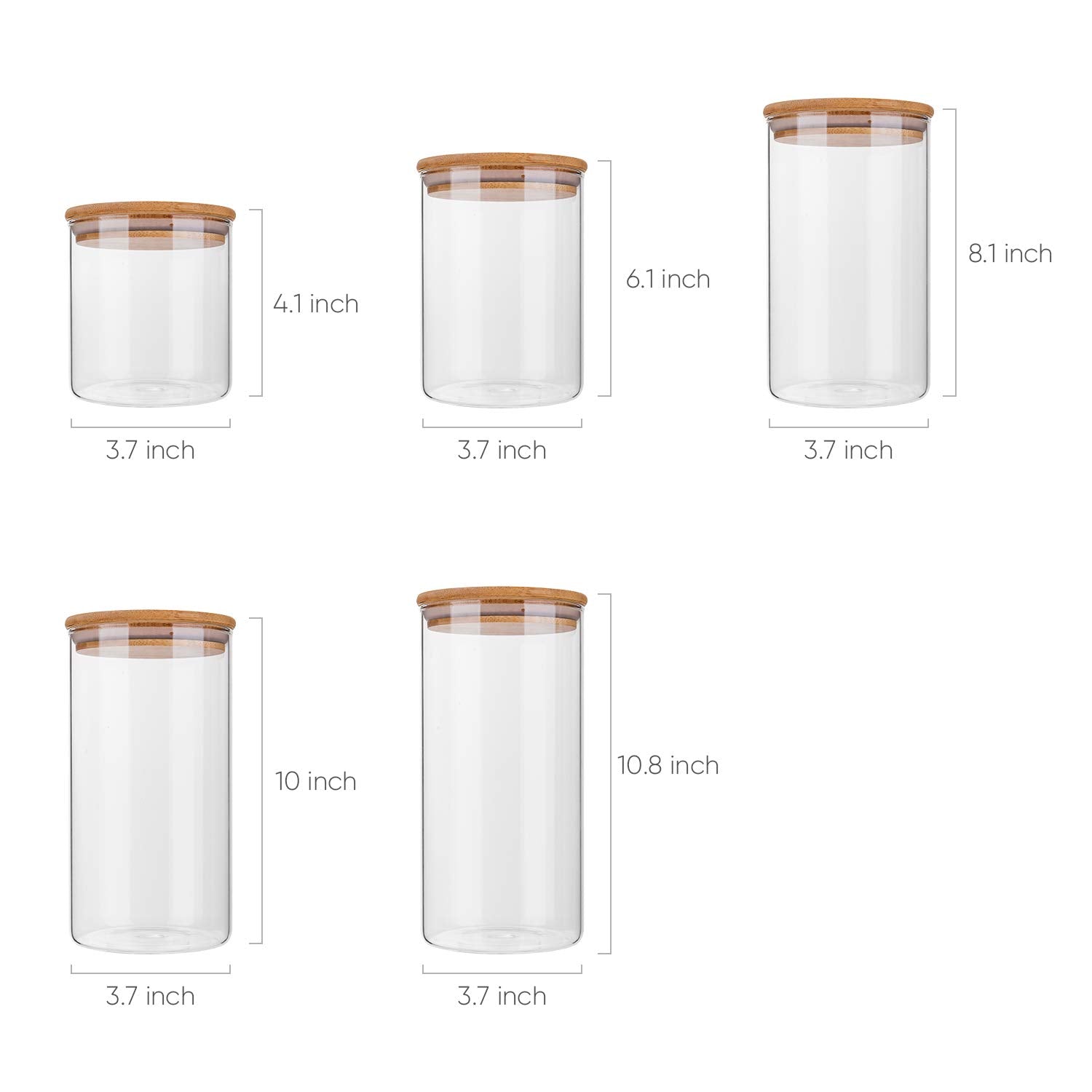 Glass Food Storage Containers, Food Jars with Bamboo Wooden Lids - Set - KNM Sundry