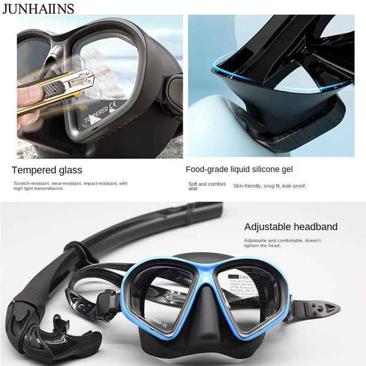 Low Volume Free Diving Mask Tempered Glass Snorkeling Mask With Holder
