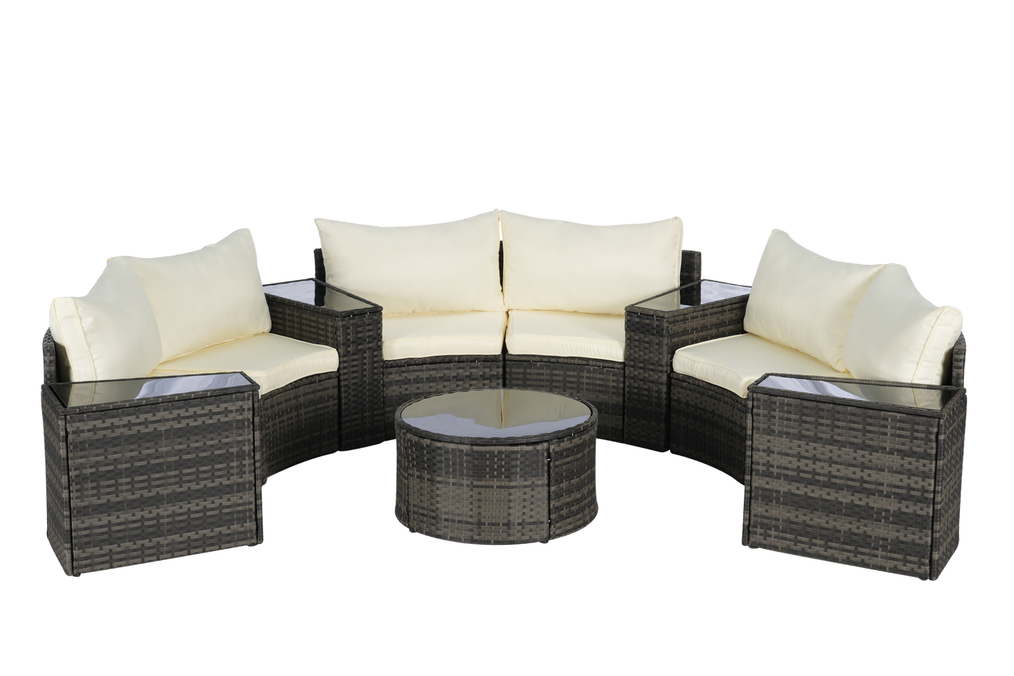 Outdoor Patio Furniture 11-Piece Half-Moon Sectional Round Patio