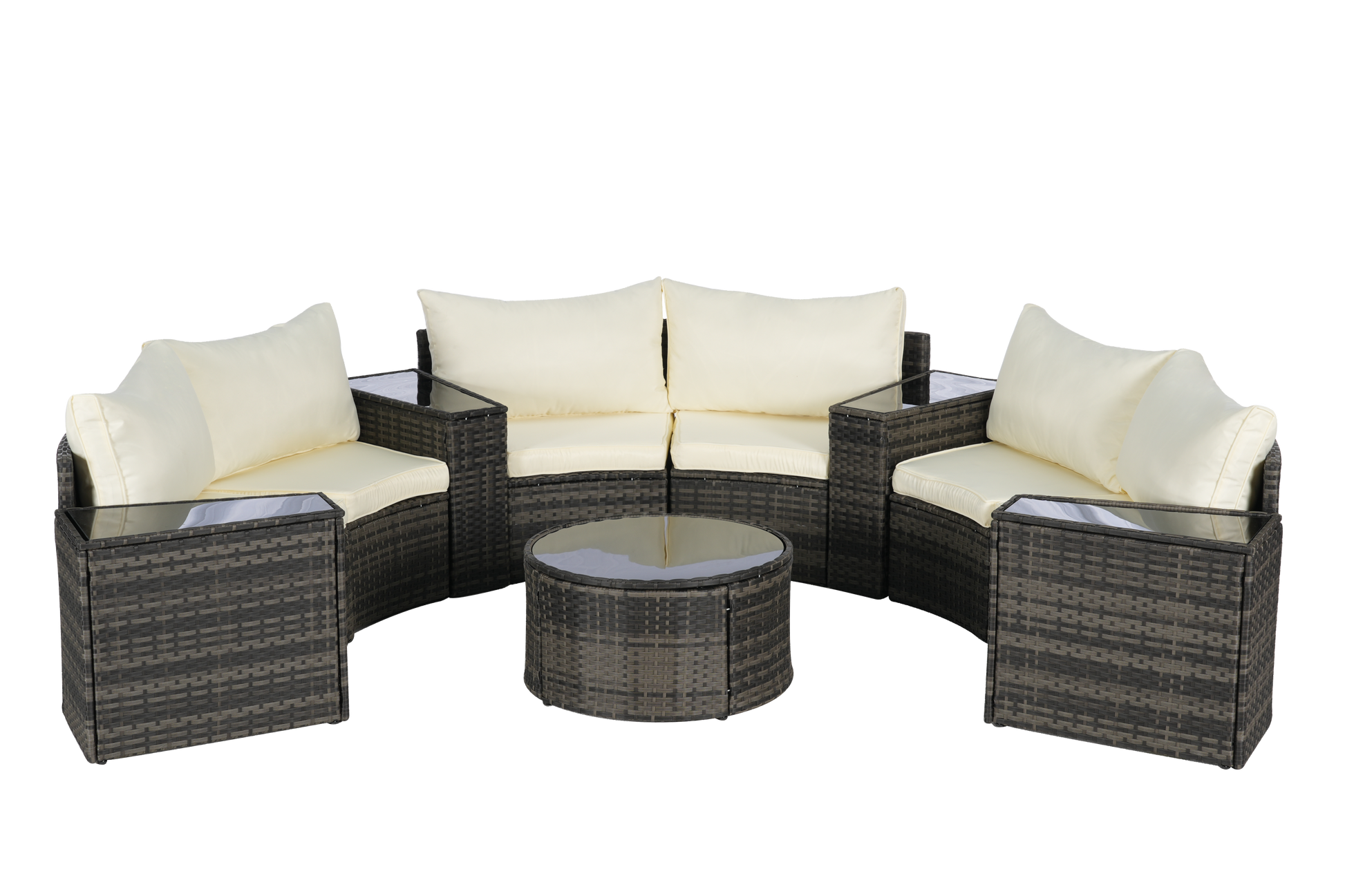 Outdoor Patio Furniture 11-Piece Half-Moon Sectional Round Patio