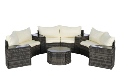 Outdoor Patio Furniture 11-Piece Half-Moon Sectional Round Patio