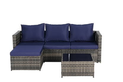 2 Piece Outdoor L-Shaped Wicker Patio Set – Sectional Sofa with
