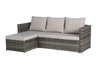 2 Piece Outdoor L-Shaped Wicker Patio Set – Sectional Sofa with