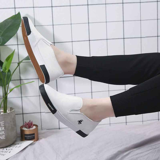 2022 Summer Cross-border Men's Shoes A Pedal Small White Shoes Men's Business Work Shoes 45 Yards Leather Shoes Lazy Shoes Skateboard Shoes