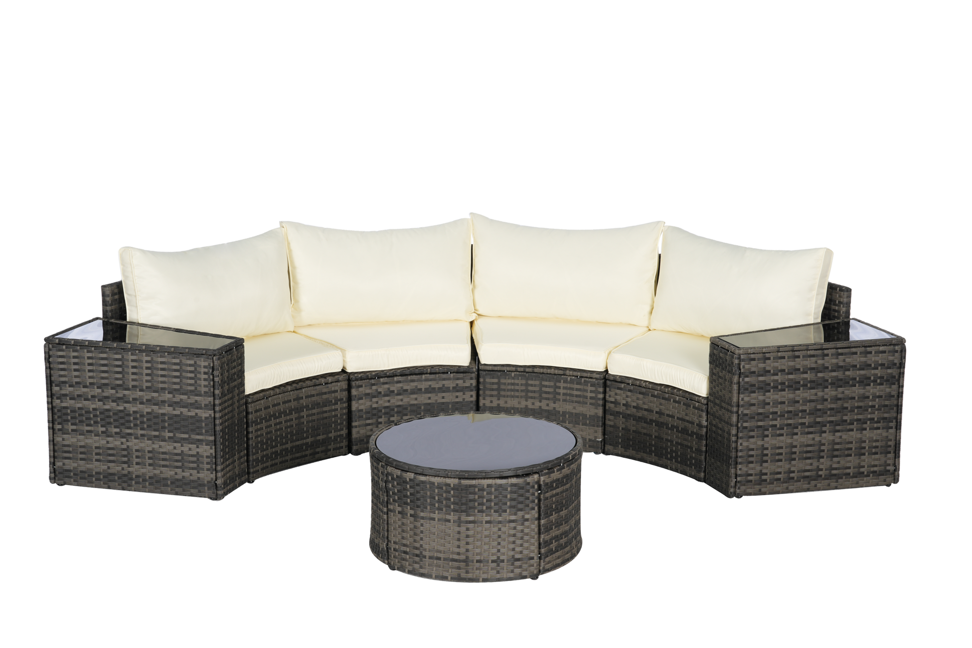 Outdoor Patio Furniture 7-Piece Half-Moon Sectional Round Patio