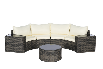 Outdoor Patio Furniture 7-Piece Half-Moon Sectional Round Patio