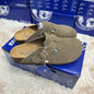 Large Size Genuine Leather Birkenstock Shoes Cork Thick Soles For Outer Wear, Lazy Classic Toe-Cap Half Slippers For Women