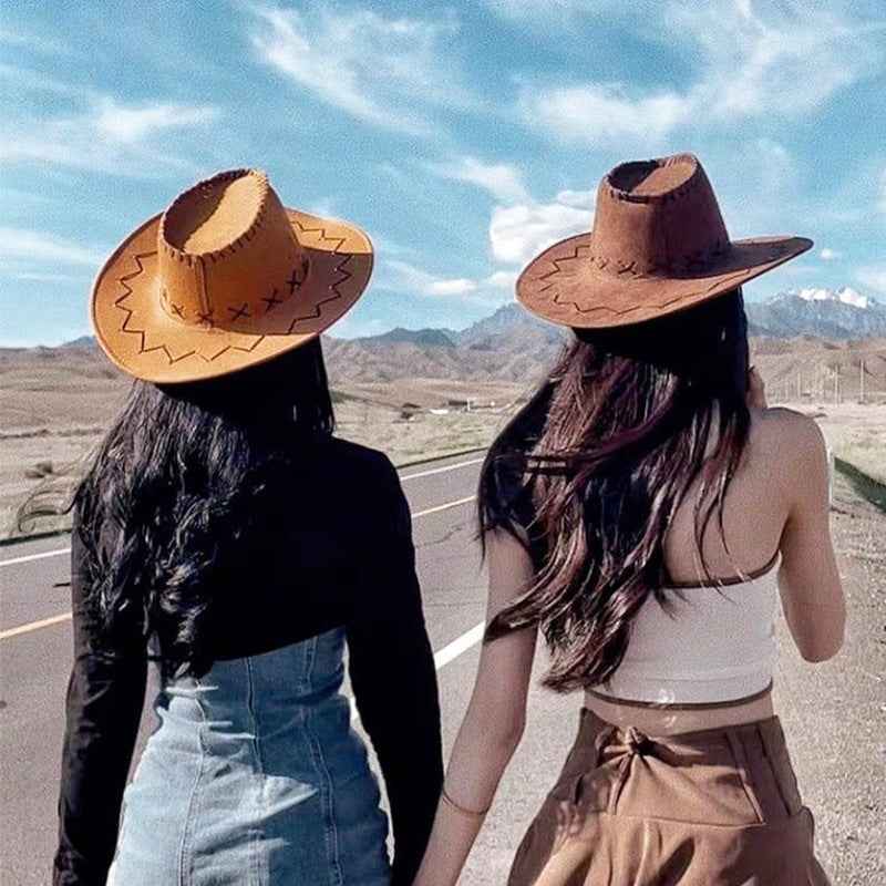 Western Cowboy Hat Summer Large Brim Sun Hat American Sexy Retro Style Female Concave Shape Knight Sun Hat For Men