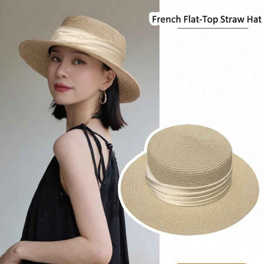 Straw Sun Hat For Women, Same Style As Fujii Shu, New Summer Beach Hat, Sun Protection Hat, Flat-Top Hat