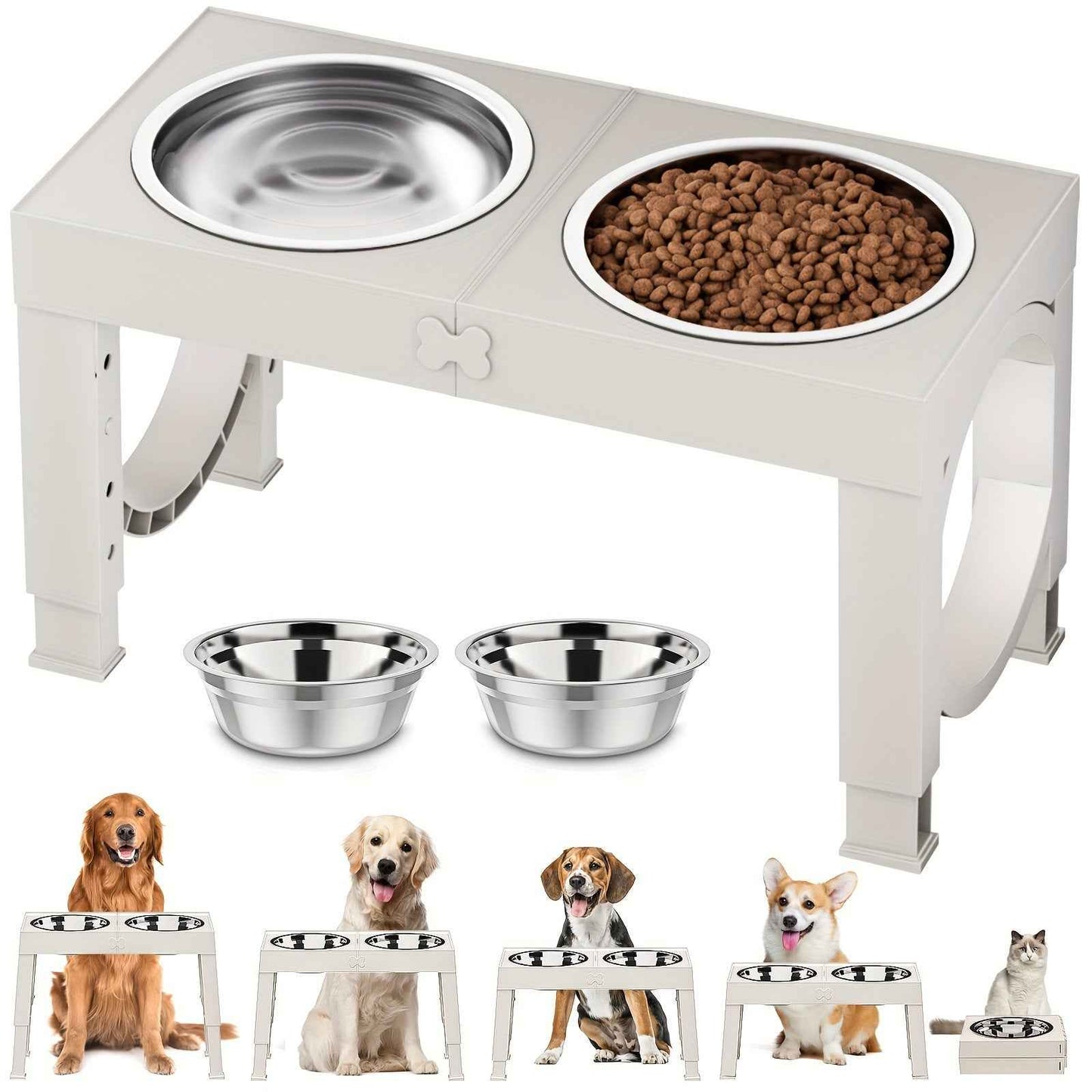 Elevated Dog Bowls Foldable Raised Dog Bowl Stand With 2