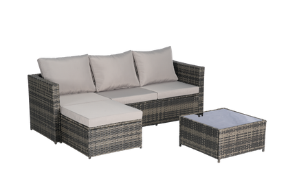 2 Piece Outdoor L-Shaped Wicker Patio Set – Sectional Sofa with
