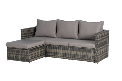 2 Piece Outdoor L-Shaped Wicker Patio Set – Sectional Sofa with