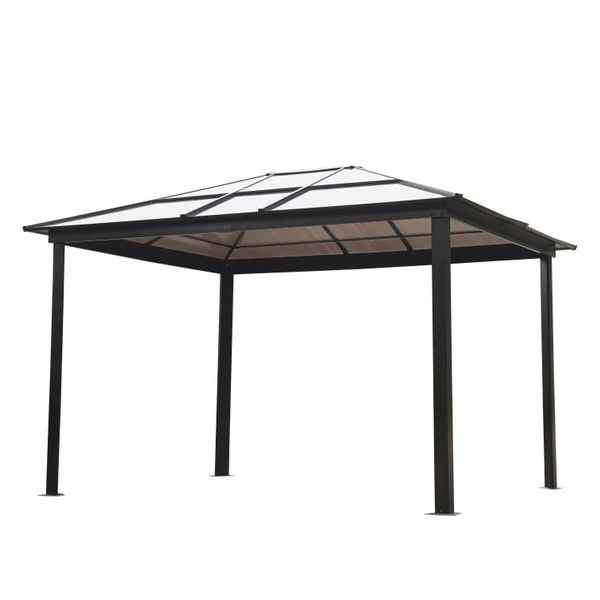 Outsunny 12'L x 10'W Hard Top Gazebo Canopy Sunshelter Waterproof Sun