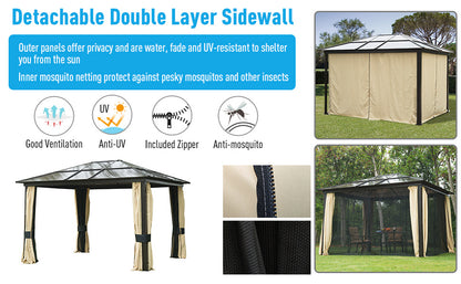 Outsunny 12'L x 10'W Hard Top Gazebo Canopy Sunshelter Waterproof Sun