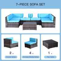 Outsunny 7 Piece Rattan Sofa Set Outdoor Furniture Patio Set