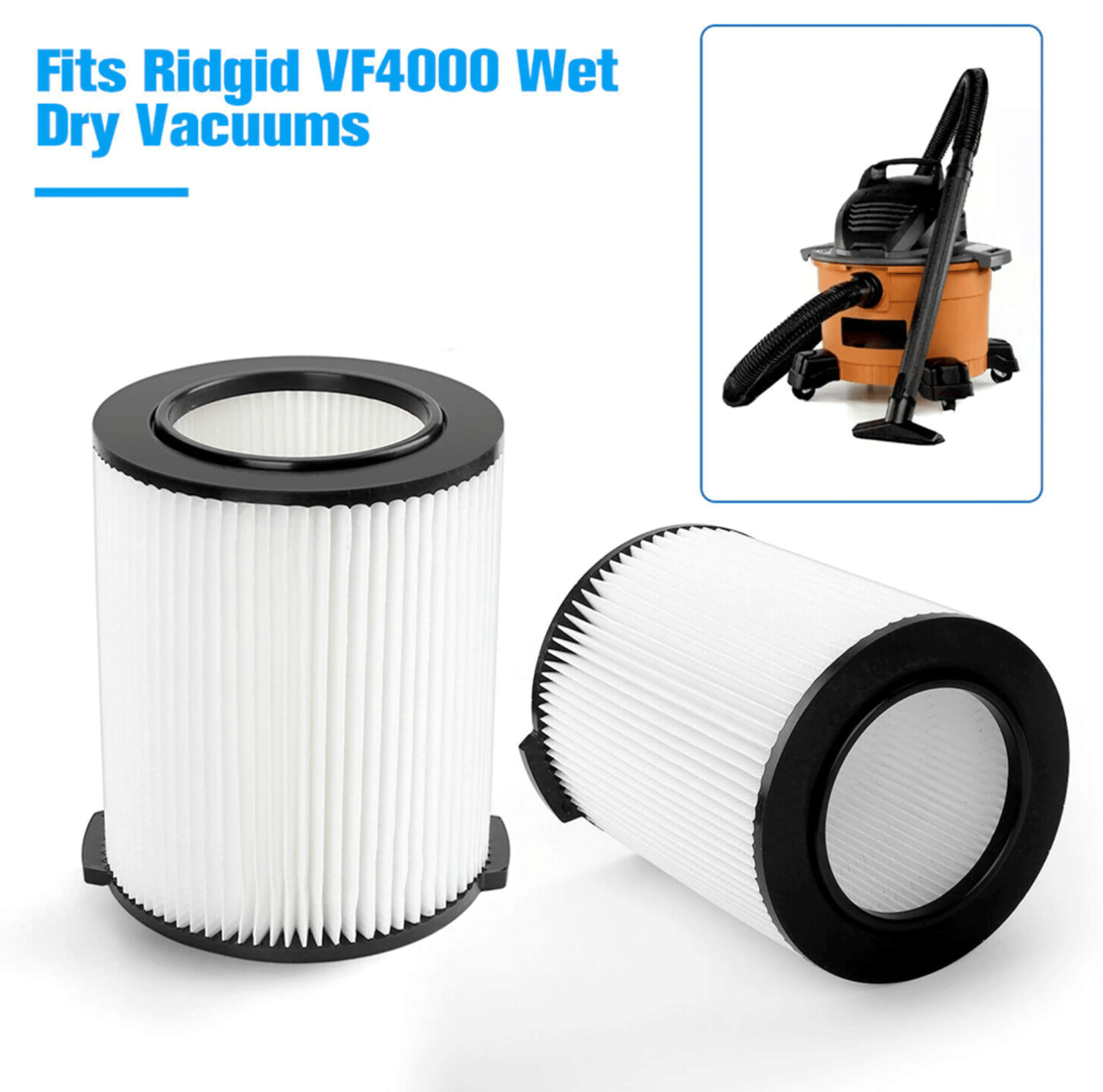 VF4000 Replacement RIDGID Wet/Dry Washable Vacuum Garage Shop Vac Pleated Filter - KNM Sundry