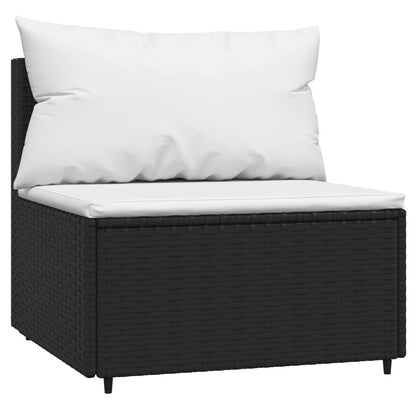Patio Lounge Set Black PE rattan, powder-coated steel, tempered glass - KNM Sundry
