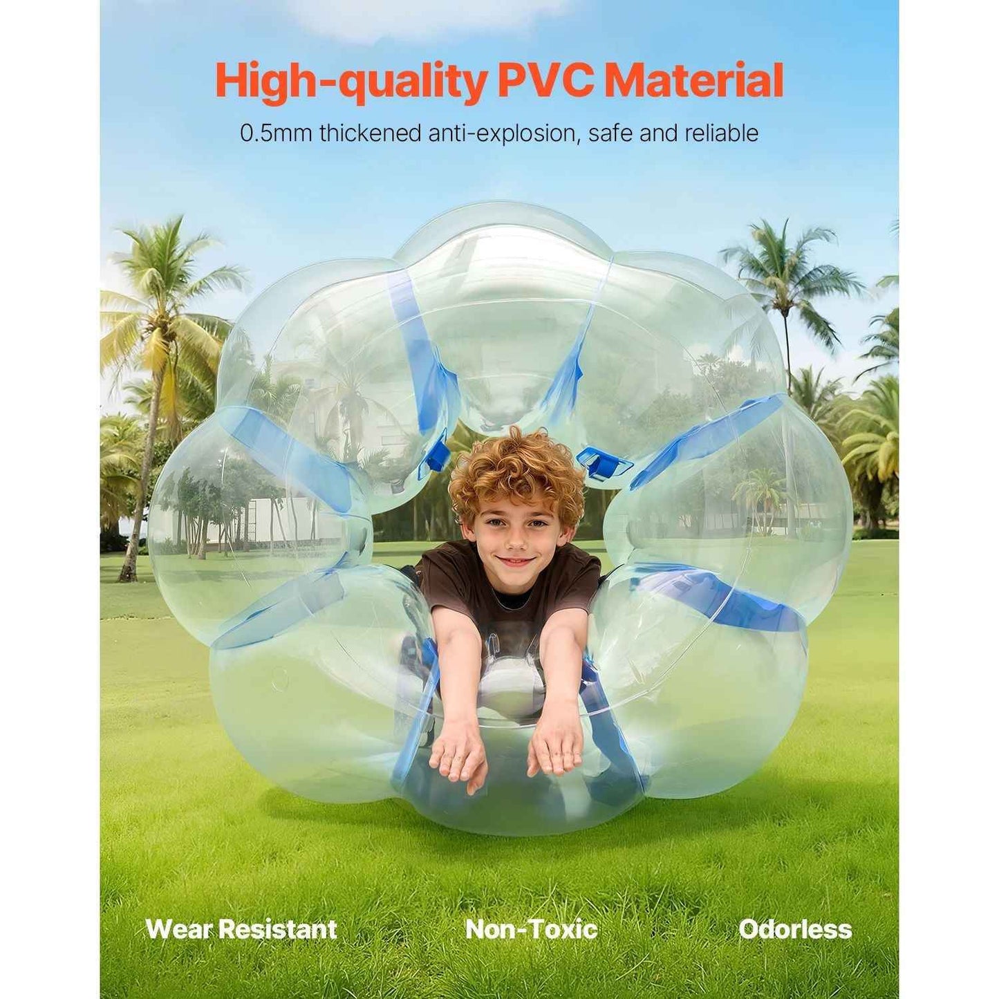 Inflatable Bumper Balls 1-Pack, 4FT/1.2M Body Sumo Zorb Ball, Durable Thick PVC Human Hamster Bubble Knocker for Outdoor Sports Team Gaming Play, Bopper Toy for Garden Yard Park, Blue Stripes