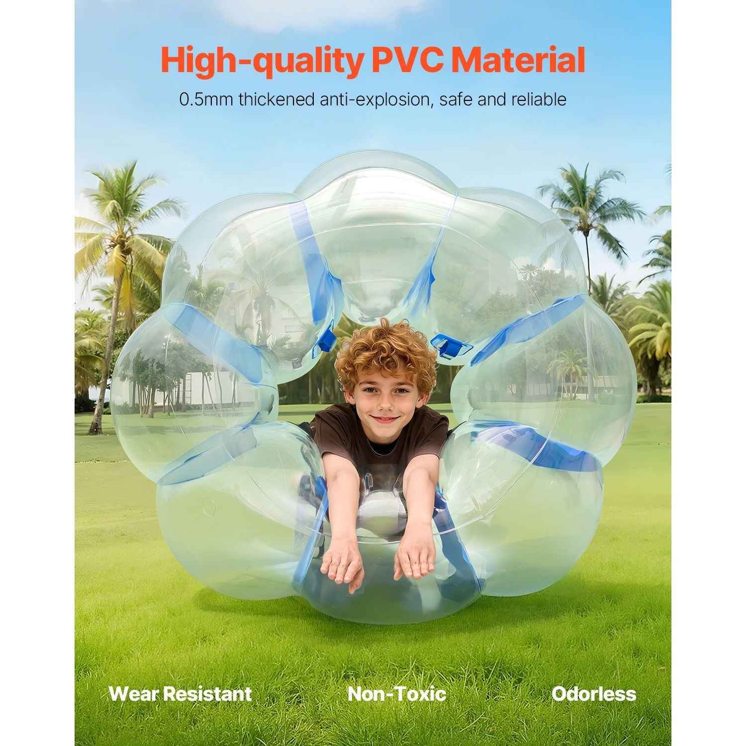 Inflatable Bumper Balls 1-Pack, 4FT/1.2M Body Sumo Zorb Ball, Durable Thick PVC Human Hamster Bubble Knocker for Outdoor Sports Team Gaming Play, Bopper Toy for Garden Yard Park, Blue Stripes
