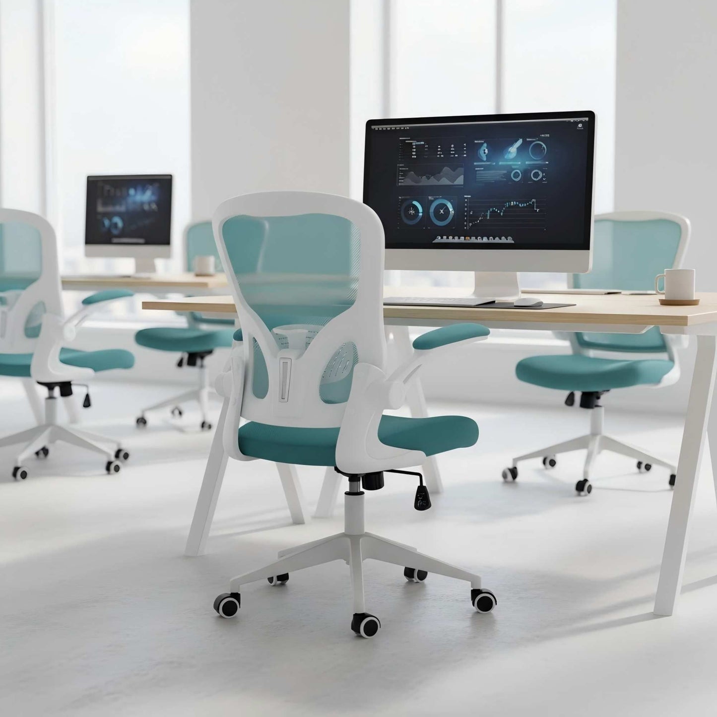 Ergonomic Mesh Office Chair with Breathable Back, Adjustable Height, Padded Seat & Armrests, 250 lbs Capacity, Modern Task Chair for Home Office & Workspace 8333 - KNM Sundry