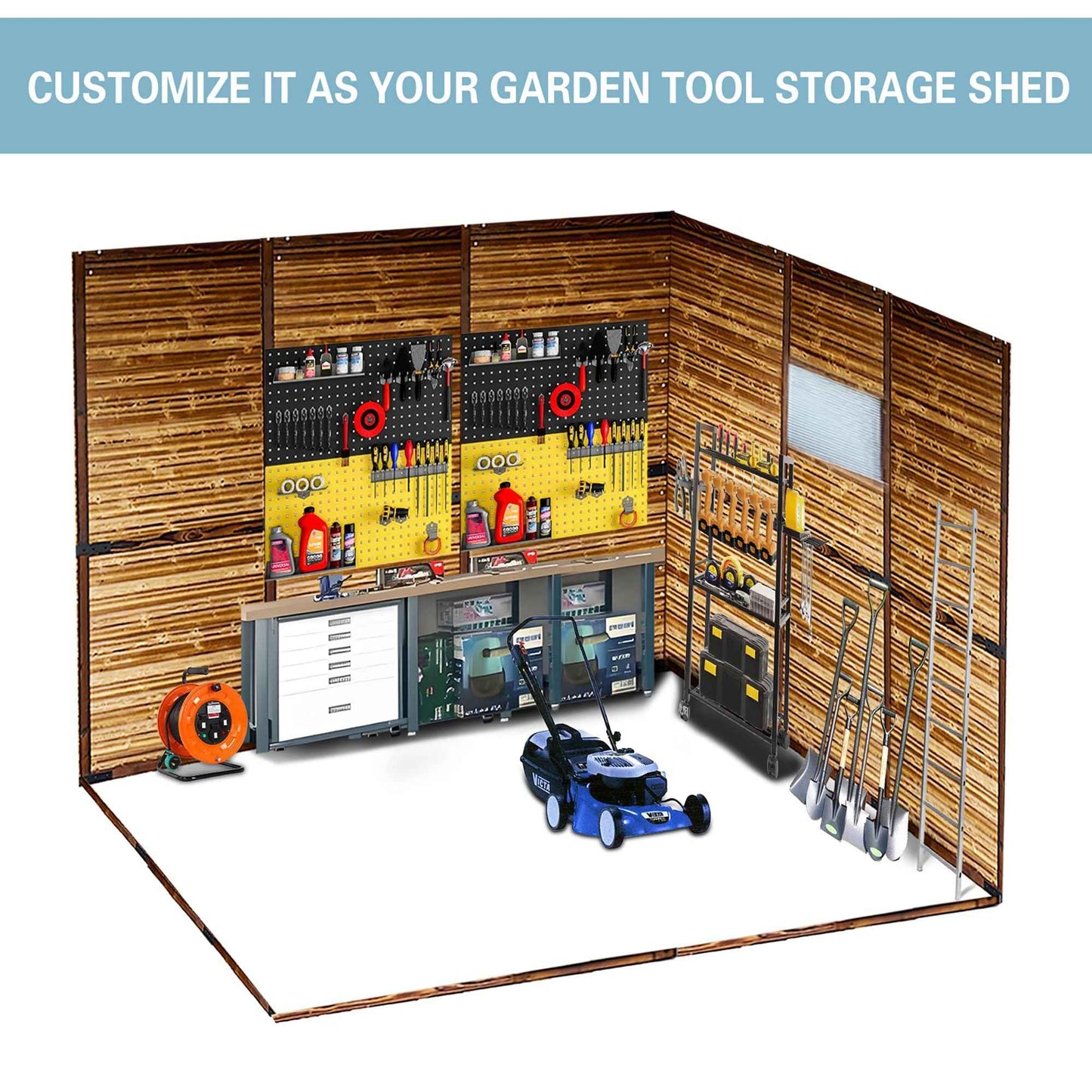 6*8FT Iron-Wood Combination Tool Shed – A Perfect Blend of Nature and Functionality
