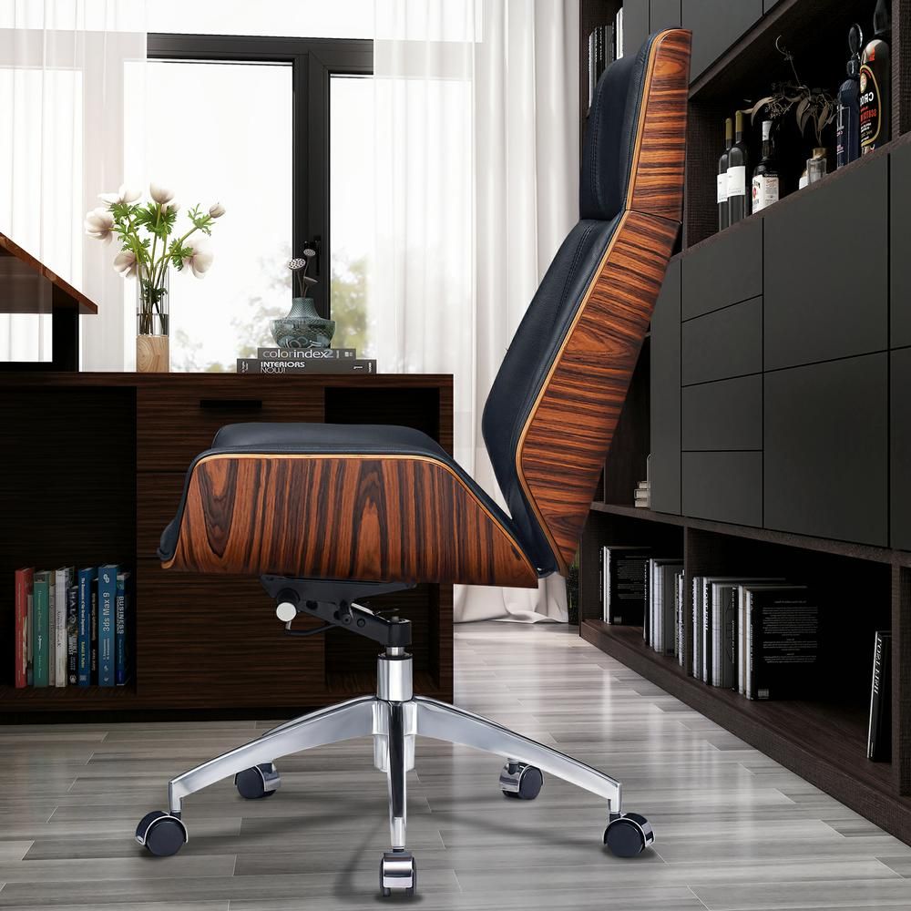 Genuine Leather Ergonomic Office Chair Boss Swivel Armless Seat Chair High Back - KNM Sundry