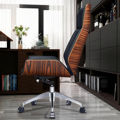 Genuine Leather Ergonomic Office Chair Boss Swivel Armless Seat Chair High Back - KNM Sundry