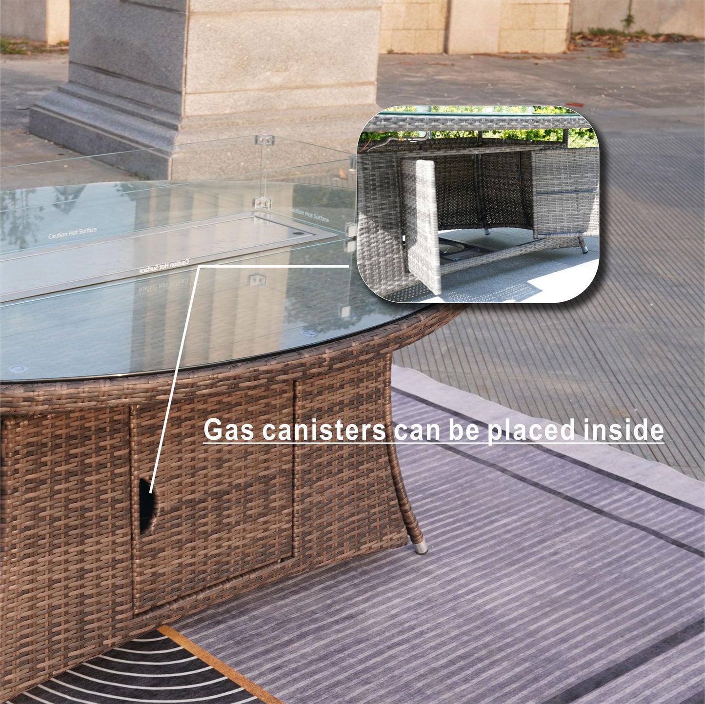 Direct Wicker Outdoor Rattan 50,000BTU Propane Gas Fire Pit Table (Table Only) - KNM Sundry