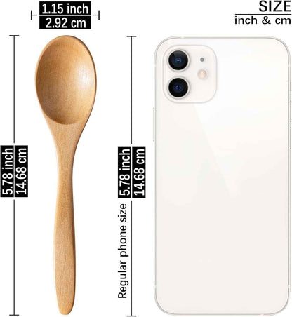 7 PCS Small Wooden Spoons, 5.8 Inch Honey Spoons for Tea, Schima Wooden Honey Teaspoon for Coffee, Little Tiny Wood Spoons, Bamboo Table Spoon for stirring, Wooden Spoons for Utensils Set