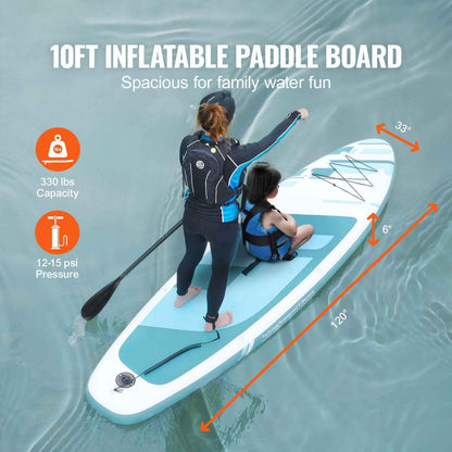 Inflatable Stand Up Paddle Board, 10' x 33" x 6" Wide SUP Paddleboard, with Board Accessories, Pump, Paddle, Fin, Phone Bag, Backpack, Ankle Leash, Repair Kit, Non-slip Deck for Youth & Adults