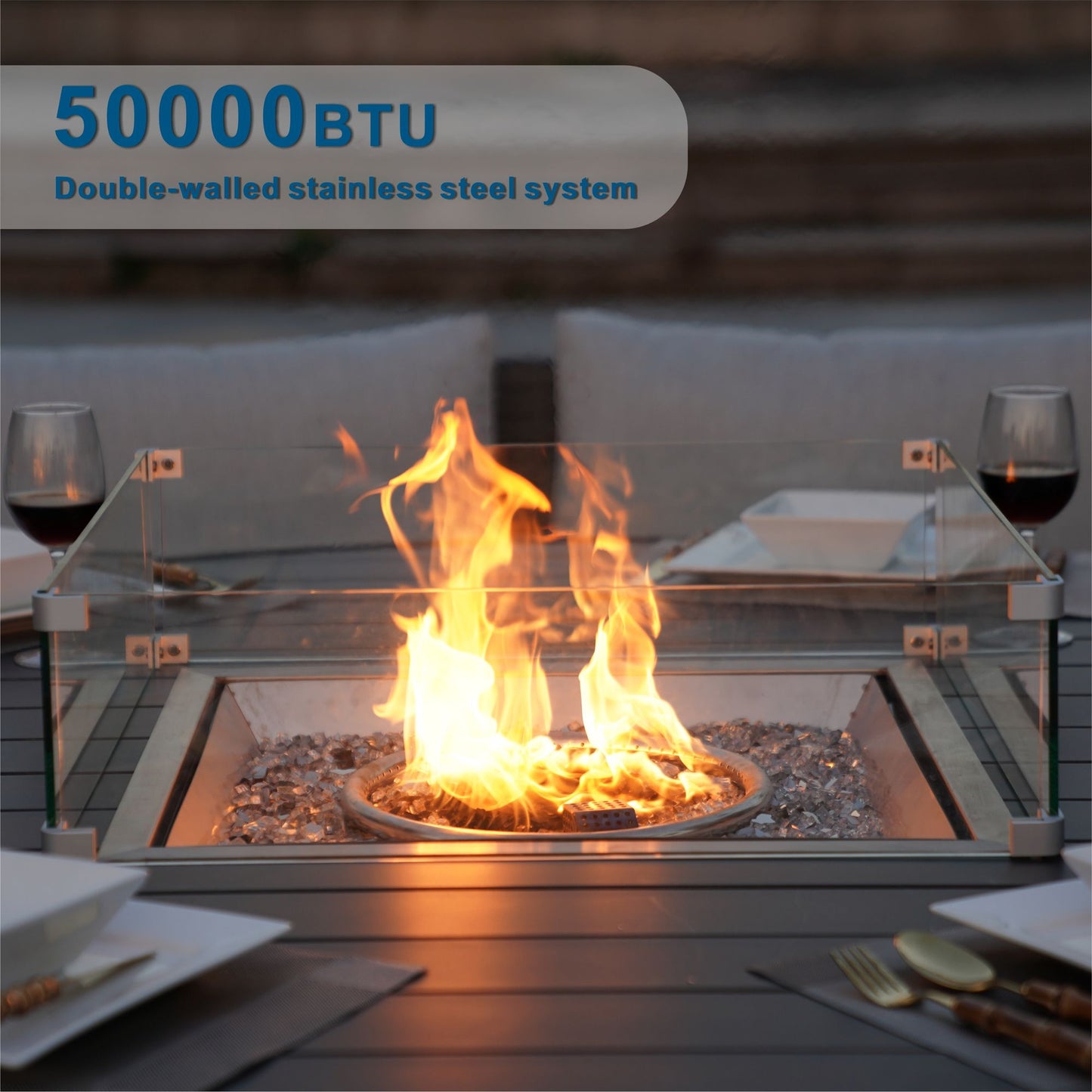 Direct Wicker Outdoor Rattan 50,000BTU Propane Gas Fire Pit Table (Table Only) - KNM Sundry