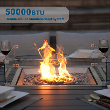 Direct Wicker Outdoor Rattan 50,000BTU Propane Gas Fire Pit Table (Table Only) - KNM Sundry