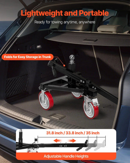 Trailer Dolly, 3500lbs Tongue Weight Capacity, 18 inch and 22 inch Height Adjustable Trailer Dolly, with 2 inch Hitch Ball, Adjustable Handle Length, 8-inch Swivel Wheels, for Moving RV Trailer - KNM Sundry