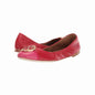 Tory Burch Brilliant Red Minnie Cap-Toe Women's Leather Ballet Flats Shoes