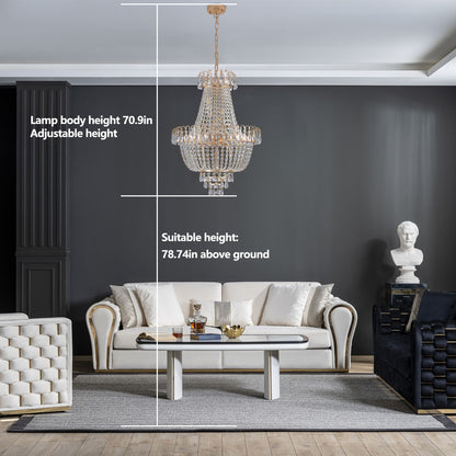 (Same as W1340P143189)Gold Crystal Chandeliers,Large Contemporary Luxury Ceiling Lighting for Living Room Dining Room Bedroom Hallway (Without Bulb) - KNM Sundry