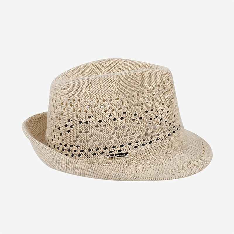 Short Brim Hollow Sun Hat Fedora; Iron Label Decor Breathable Straw Hats Outdoor Travel Beach Sunscreen Panama Hat