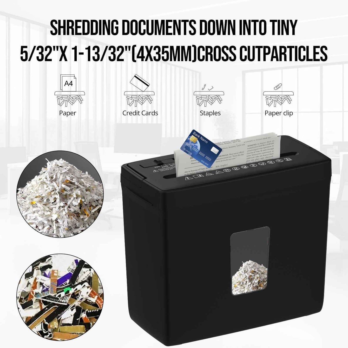 Paper Shredder for Home Use,5 Sheets Small Crosscut Paper Shredder,P-4 Security Level with 2.38-Gallon Basket, 4-Mode Design-Durable & Fast and Jam Proof for Home Office Utilization