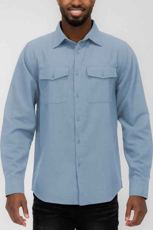 Weiv Mens Solid Flannel Shirt